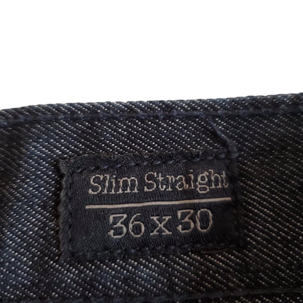 PD&C Mens Distressed Blue Jeans Slim Straight Dark Wash 5-Pocket - Picture 5 of 11